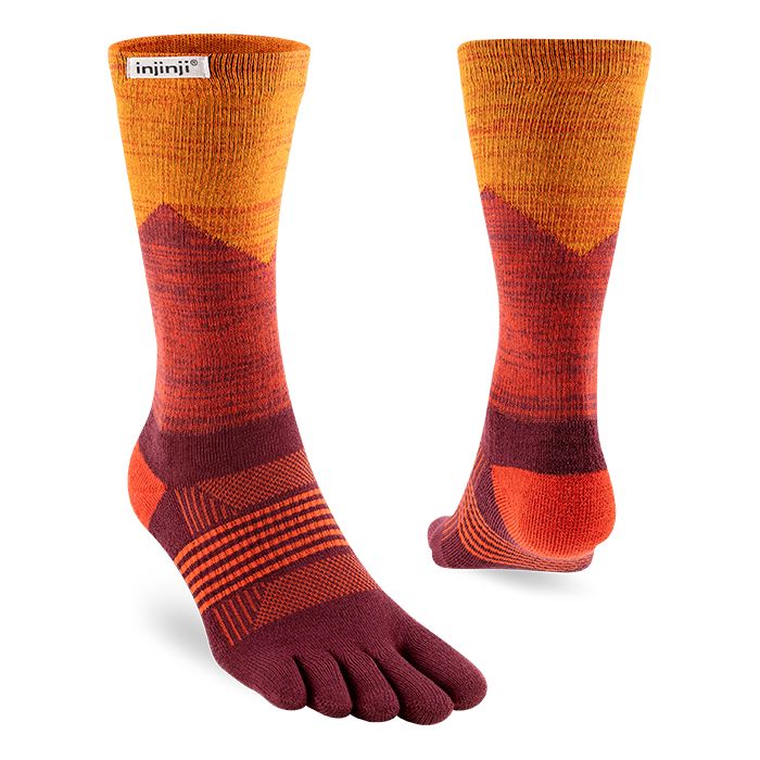 Injinji Women's Trail Midweight Crew Socks Sunset XS/S 