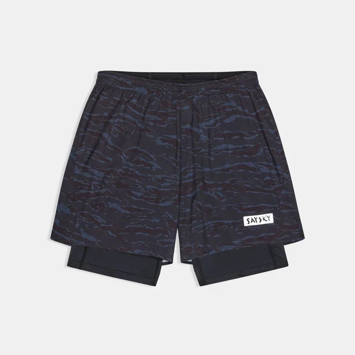 Saysky Men's Tiger Pace 2 in 1 Shorts 5'' Black Camo S