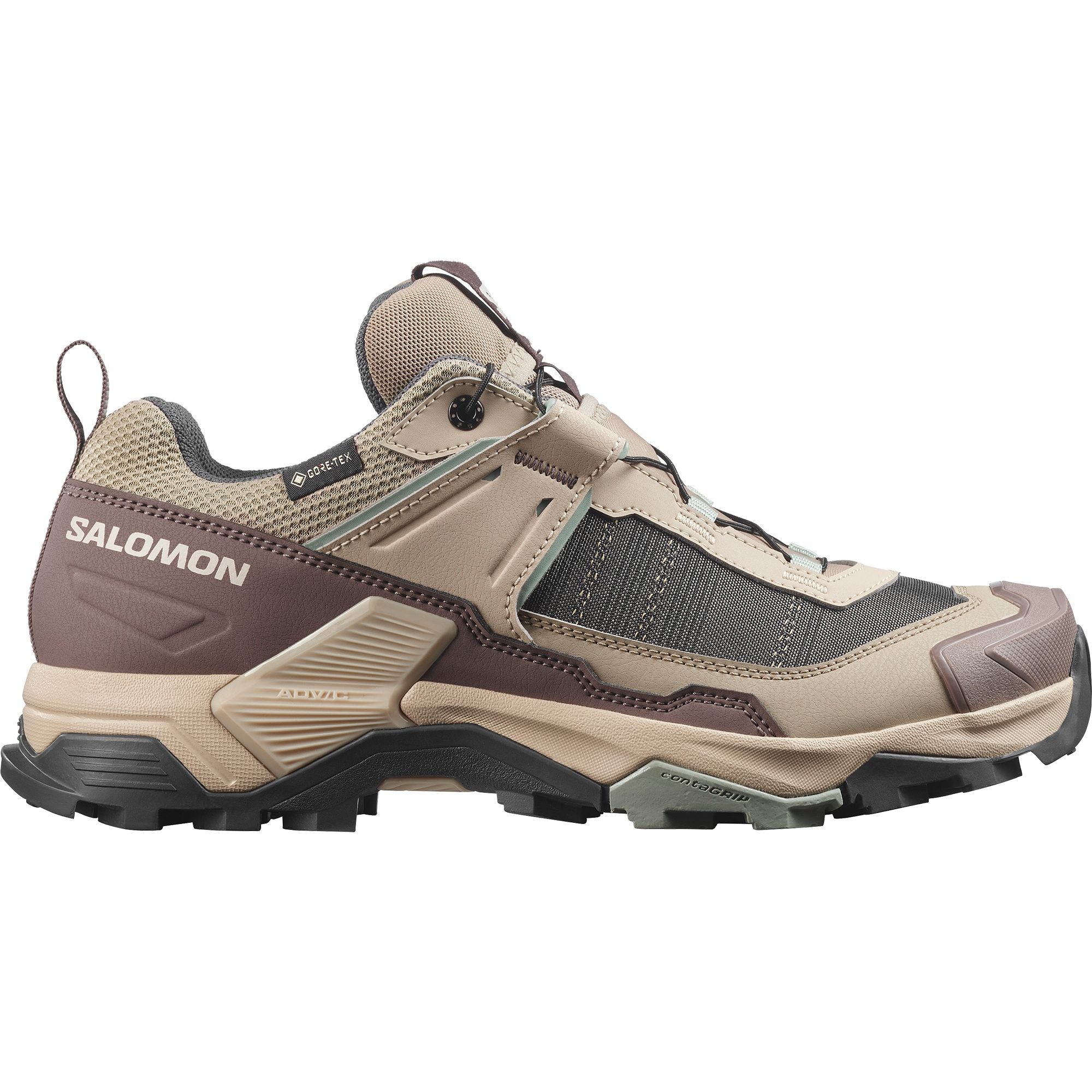Salomon X Ultra 5 GTX Women's Hiking Shoes Desert Tan/White Pepper/Green Milieu EU39⅓ 