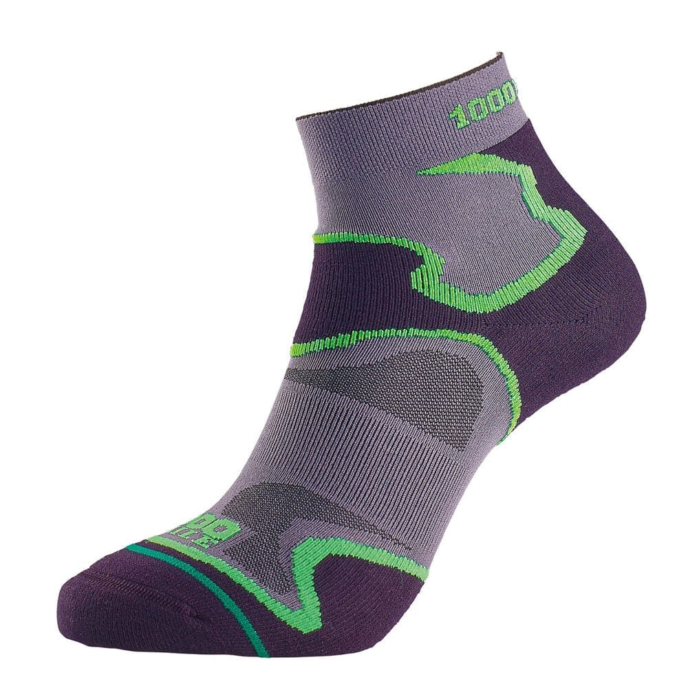 1000 Mile Men's Fusion Double Layer Anklet Sock Black/Green M (UK 6-8.5)