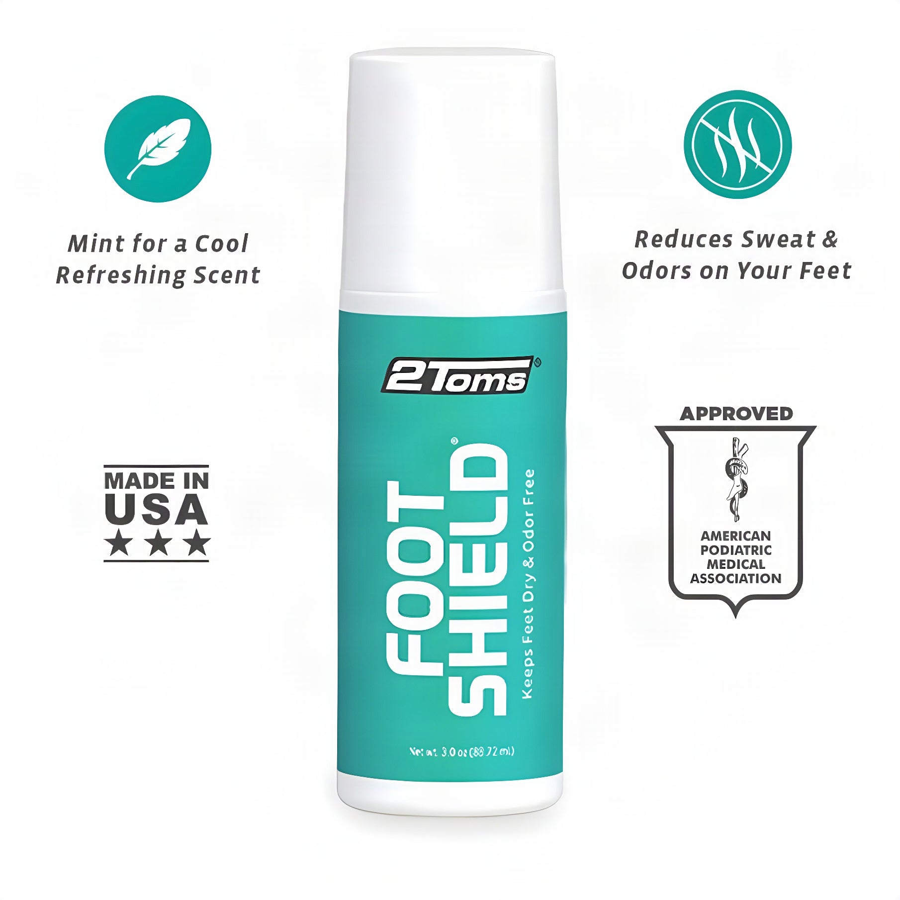 2Toms FootShield Foot Odor and Perspiration Barrier 3 oz