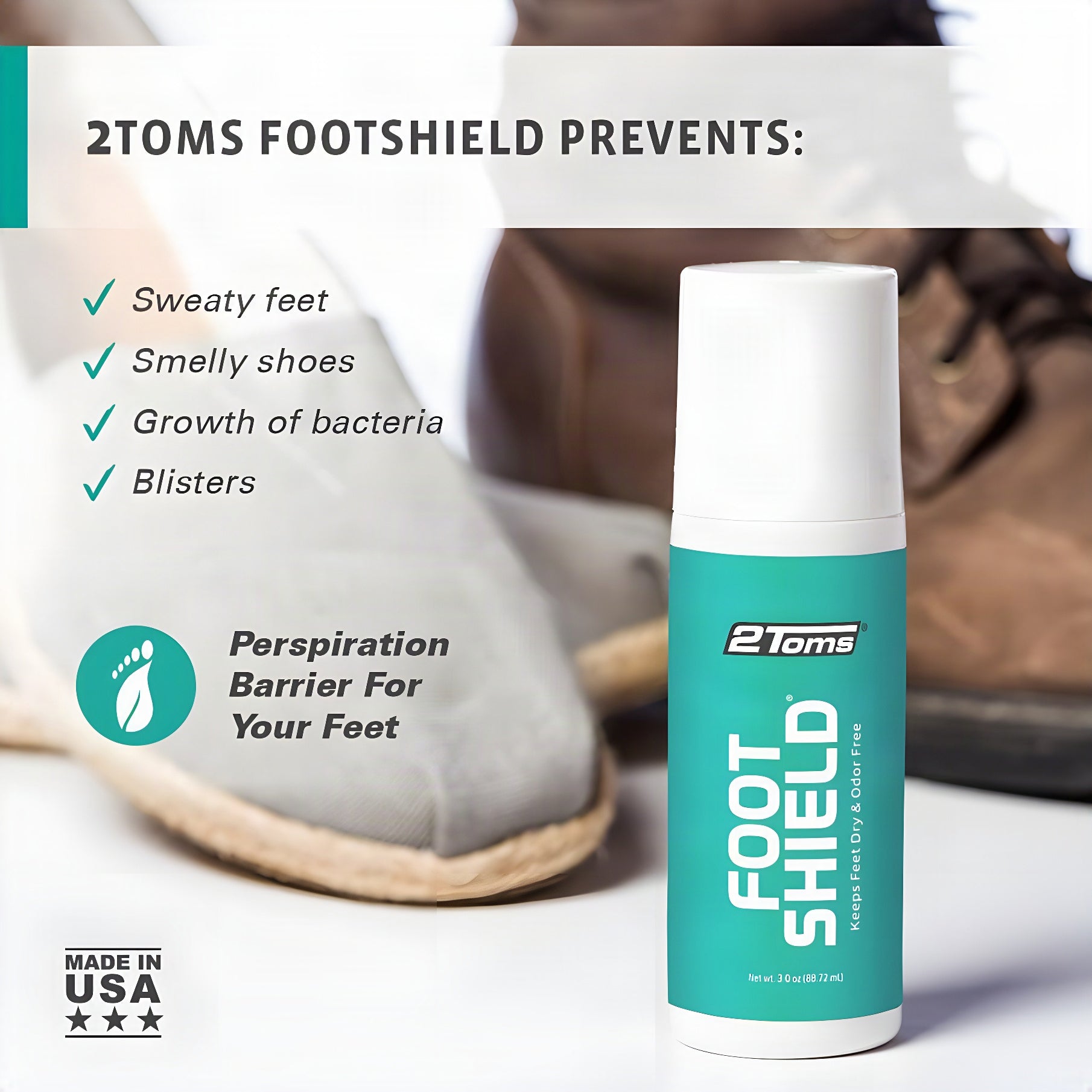 2Toms FootShield Foot Odor and Perspiration Barrier 3 oz