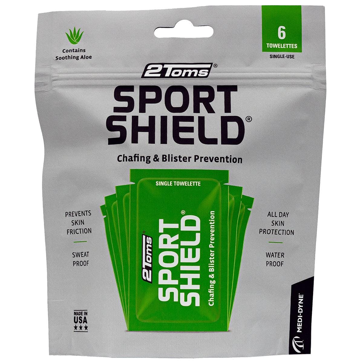 2Toms SportShield Single-Use Towelettes (6-Pack)