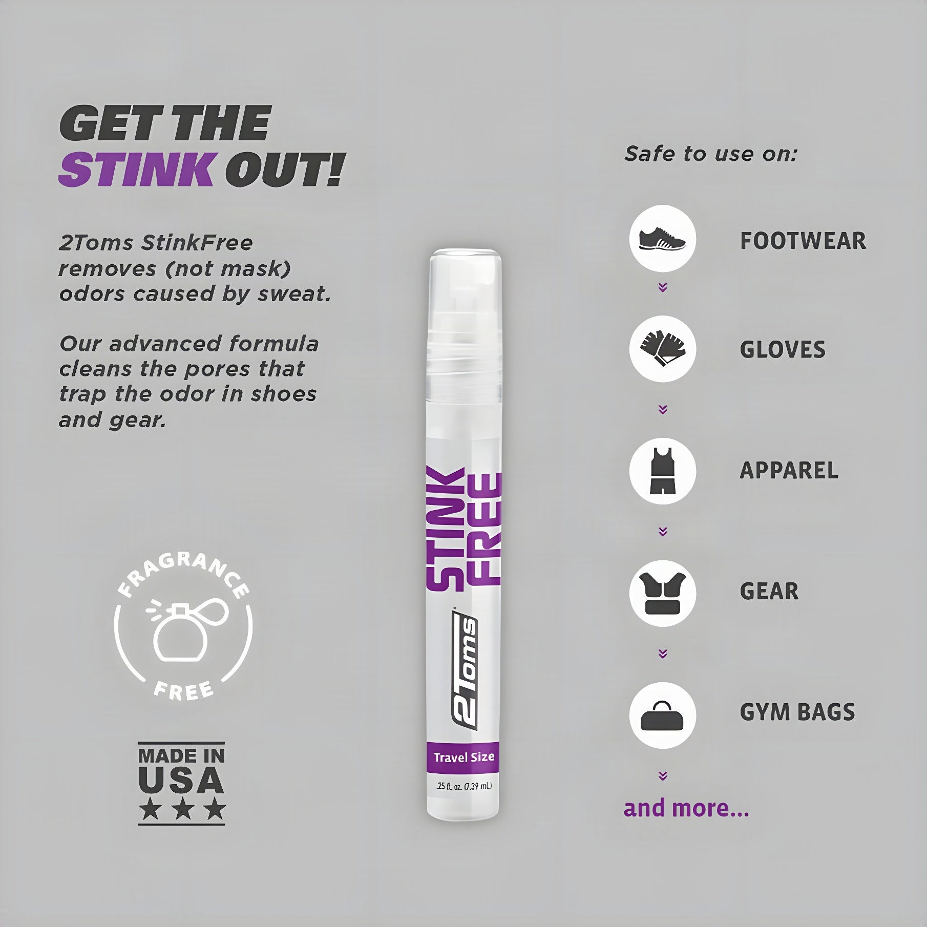 2Toms StinkFree Shoe & Gear Odor Remover Travel Size