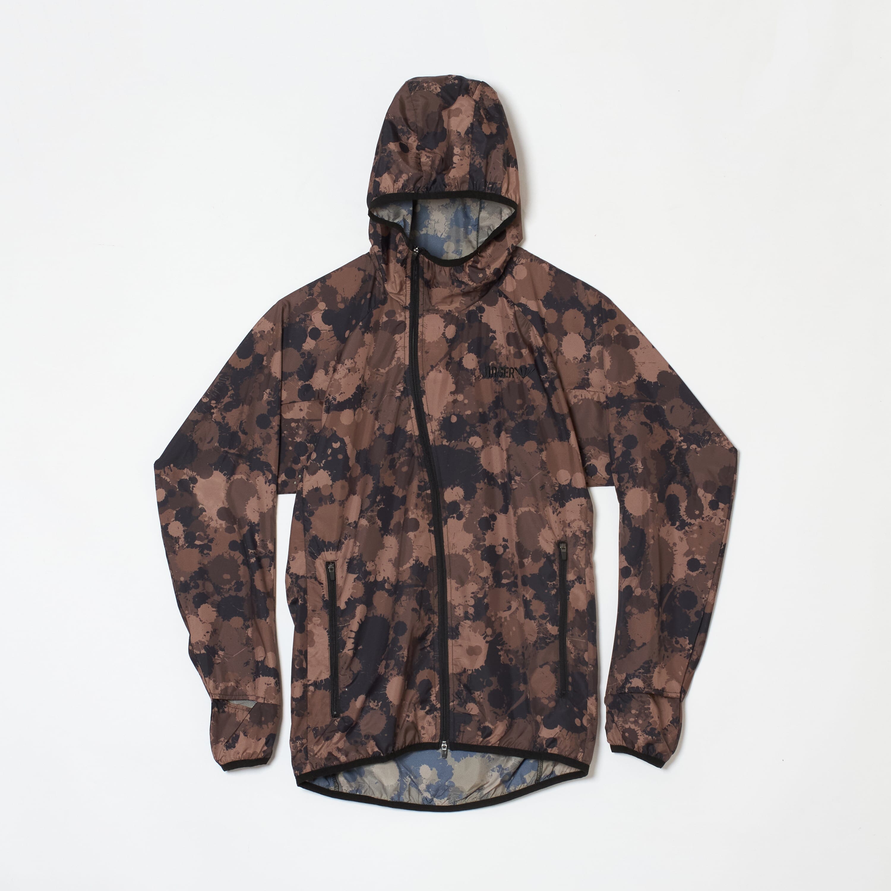 JINGER Unisex Hooded Running Jacket J-3019 Brown XS 