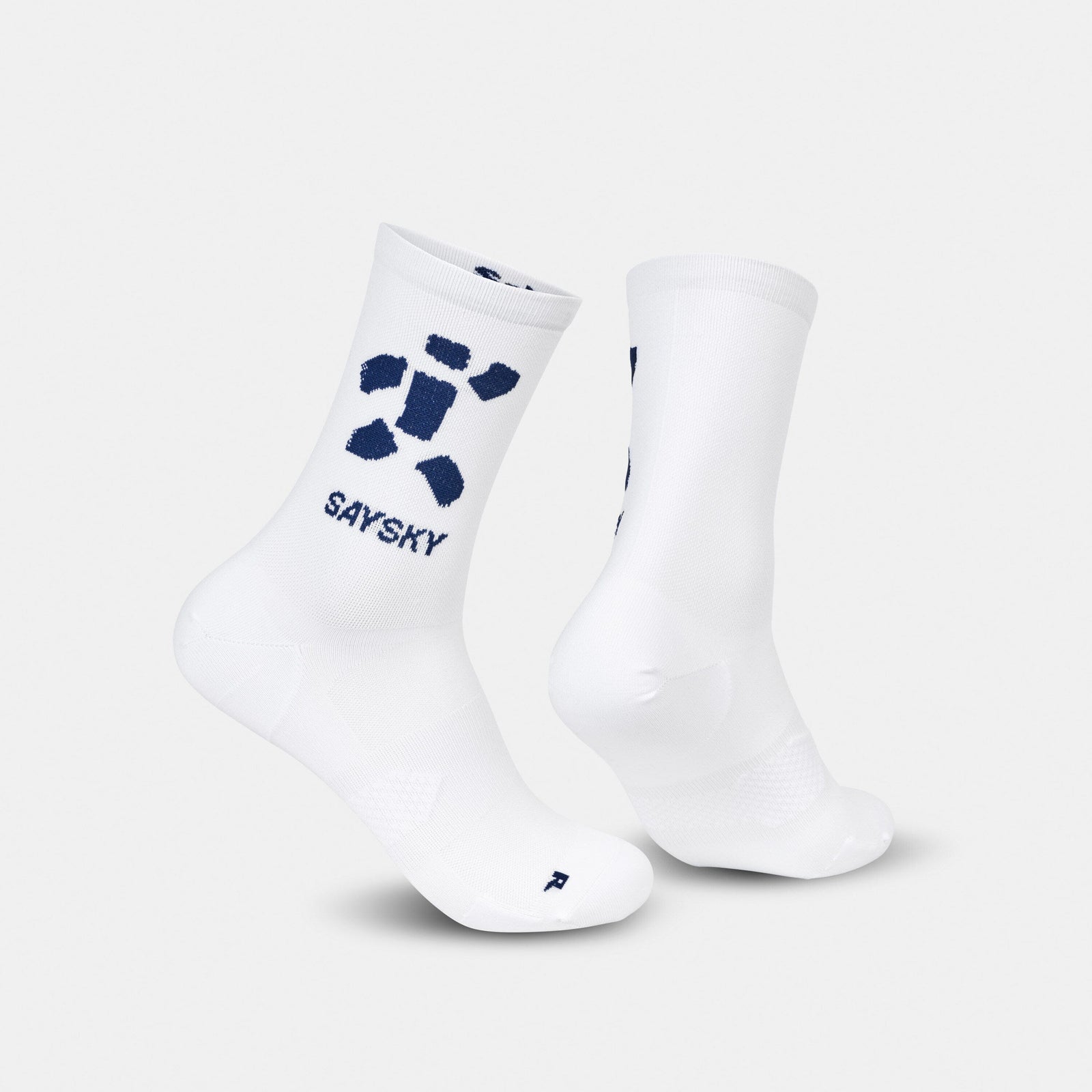 Saysky Combat High Socks - White / Navy Logo