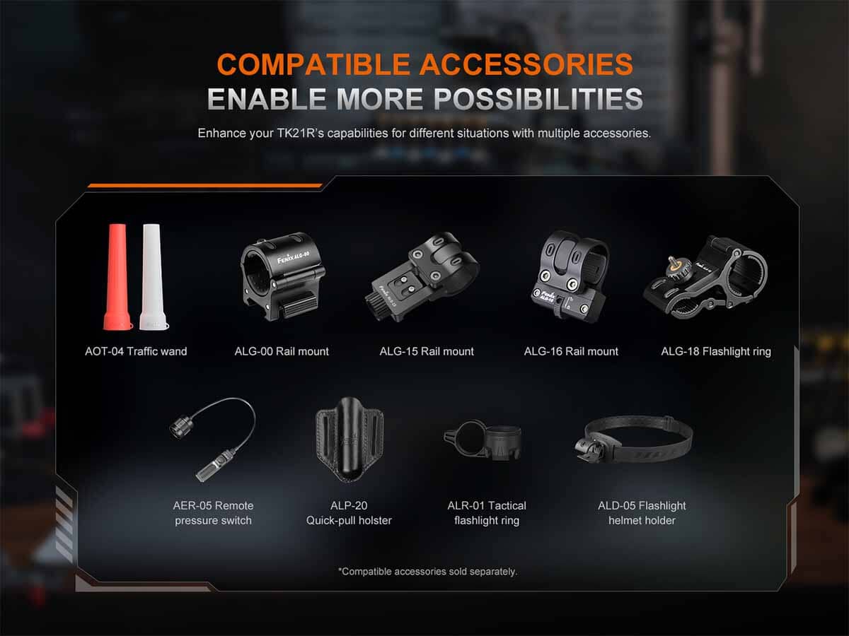 Fenix TK21R Rechargeable Tac Flashlight + T5 Tactical Pen