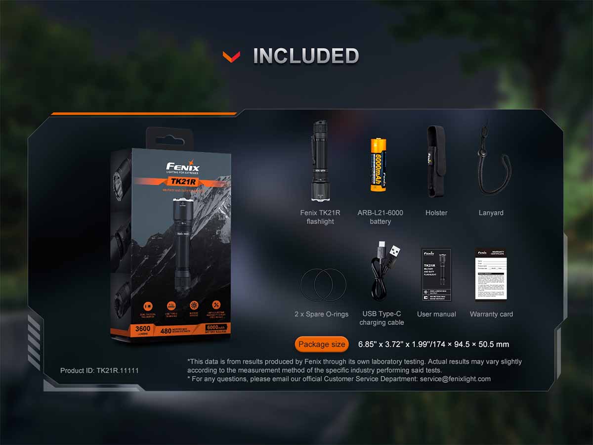 Fenix TK21R Rechargeable Tac Flashlight + T5 Tactical Pen