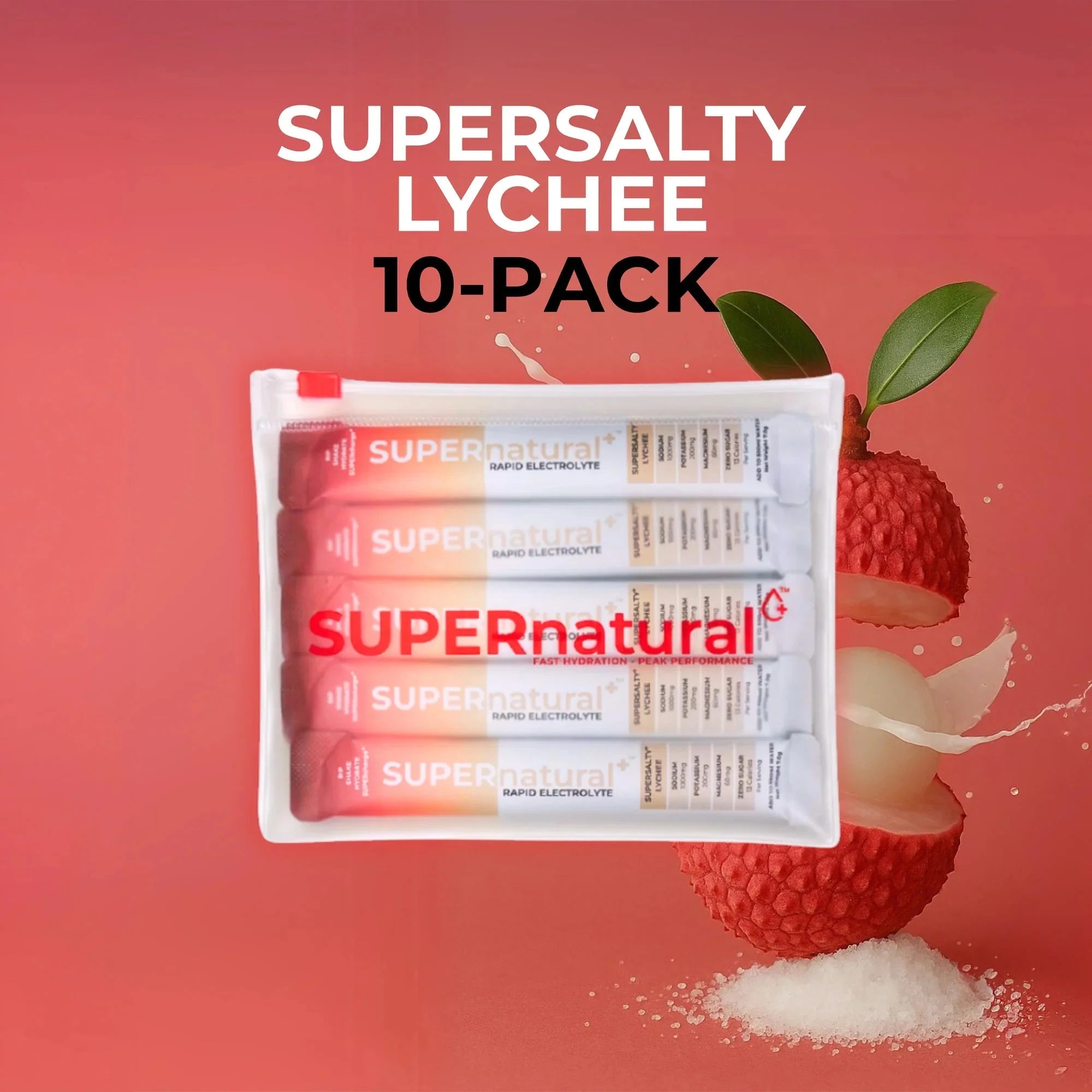 SUPERnatural+ SUPERsalty Rapid Electrolytes Lychee 10-Pack 