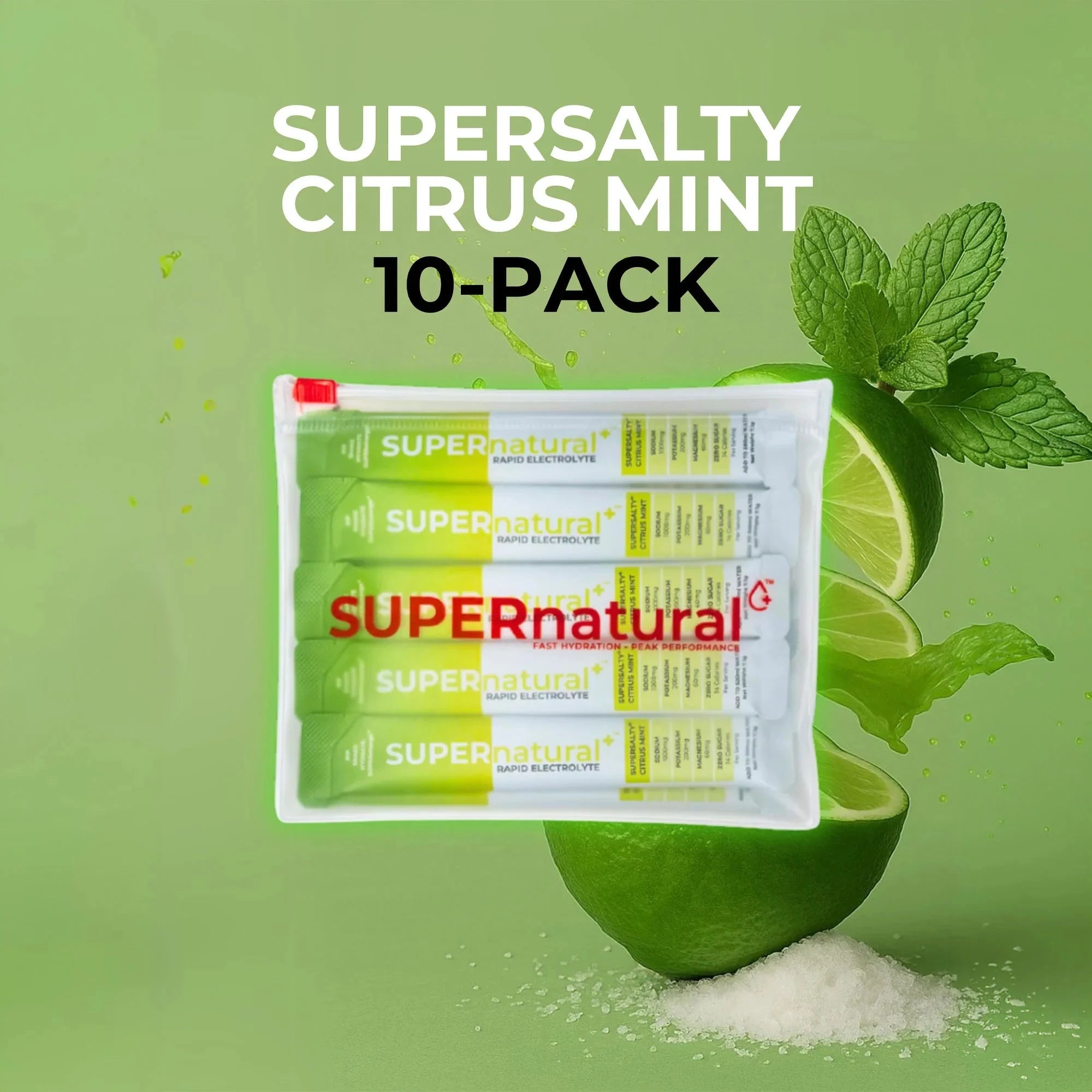 SUPERnatural+ SUPERsalty Rapid Electrolytes Citrus Mint 10-Pack 