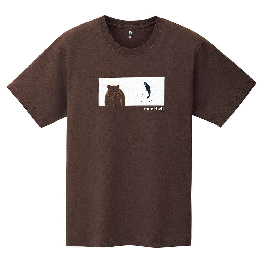Montbell Pear Skin Cotton Tee Salmon and Brown Bear Unisex Dark Brown M 