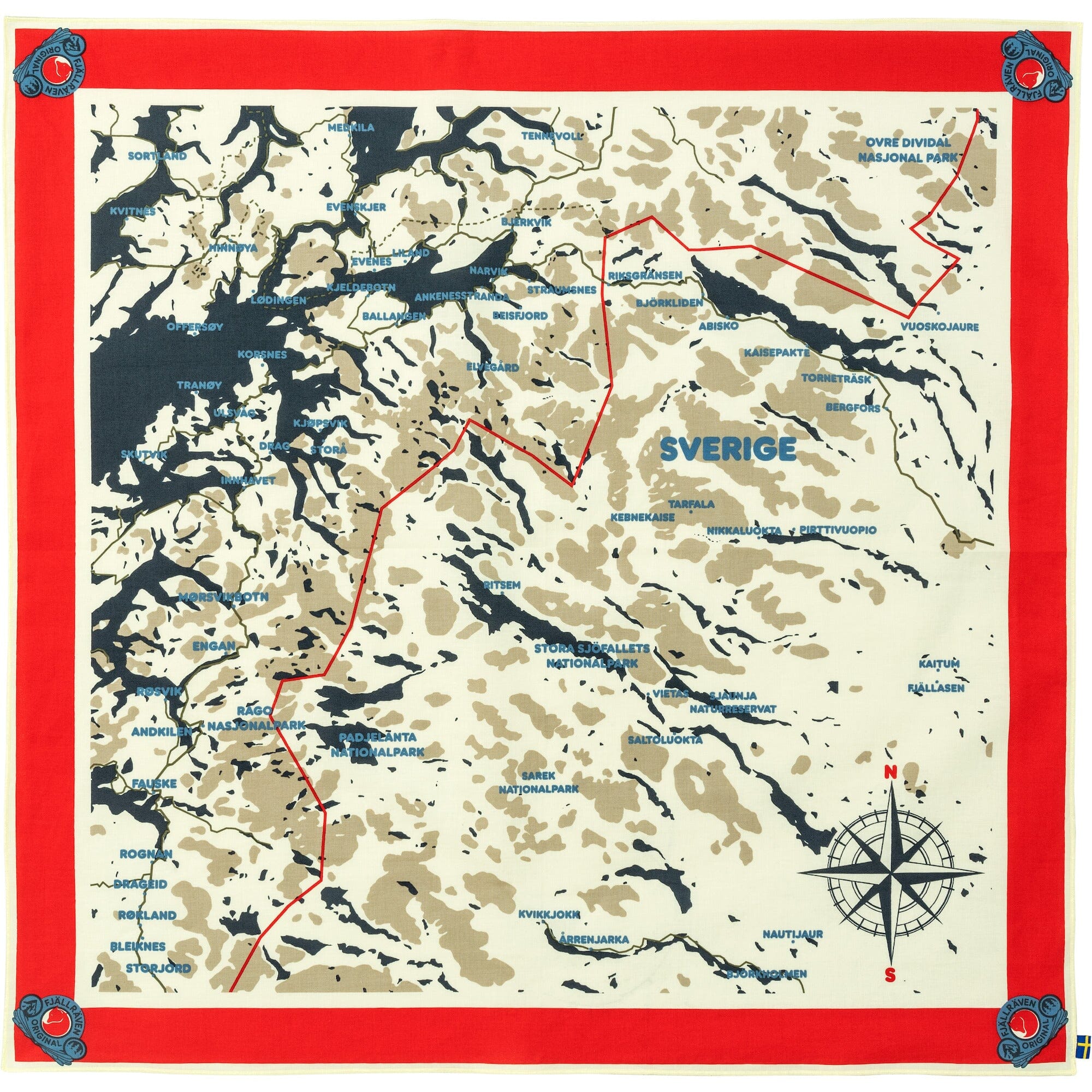Fjallraven Swedish Classic Map Scarf True Red OS 
