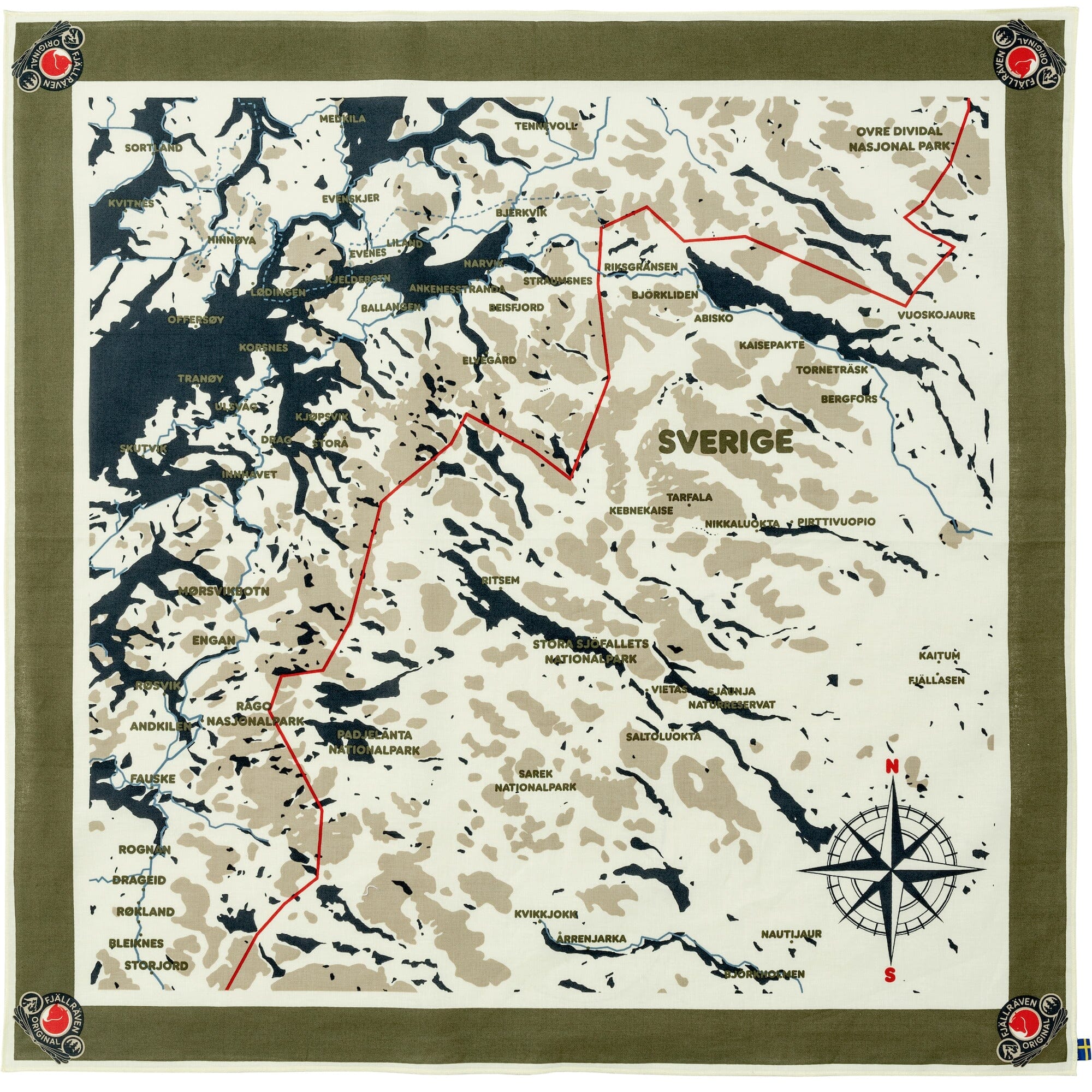 Fjallraven Swedish Classic Map Scarf Green OS 