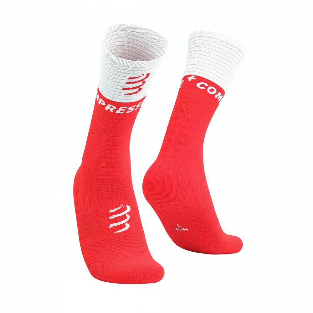 Compressport Mid Compression Socks V2.0 Fluo Red/White T1 (EU 35-38) 