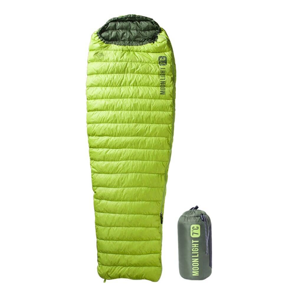 Reecho Moonlight 7 Down Sleeping Bag Lime Green/Camel Left 