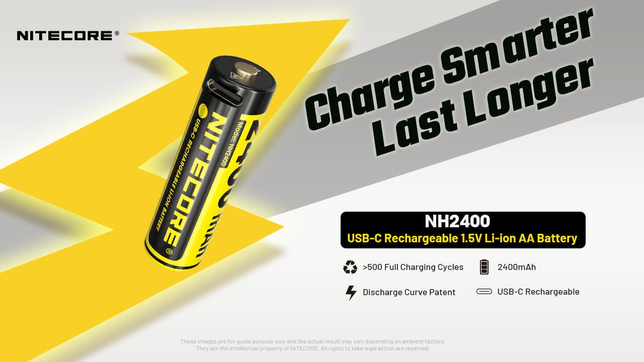 Nitecore NH2400 2400mAh USB-C Rechargeable AA Battery 4-Pack 