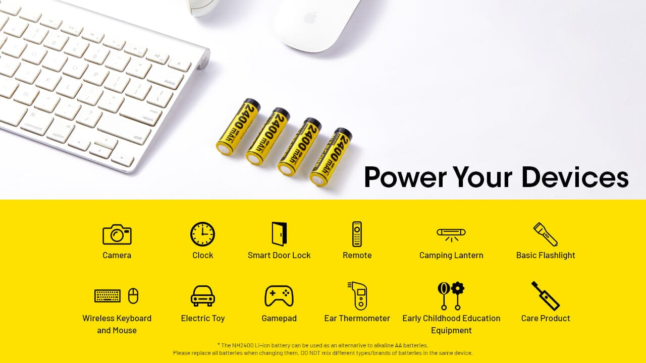 Nitecore NH2400 2400mAh USB-C Rechargeable AA Battery 4-Pack 