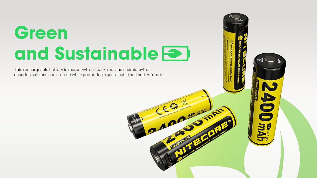 Nitecore NH2400 2400mAh USB-C Rechargeable AA Battery 4-Pack 