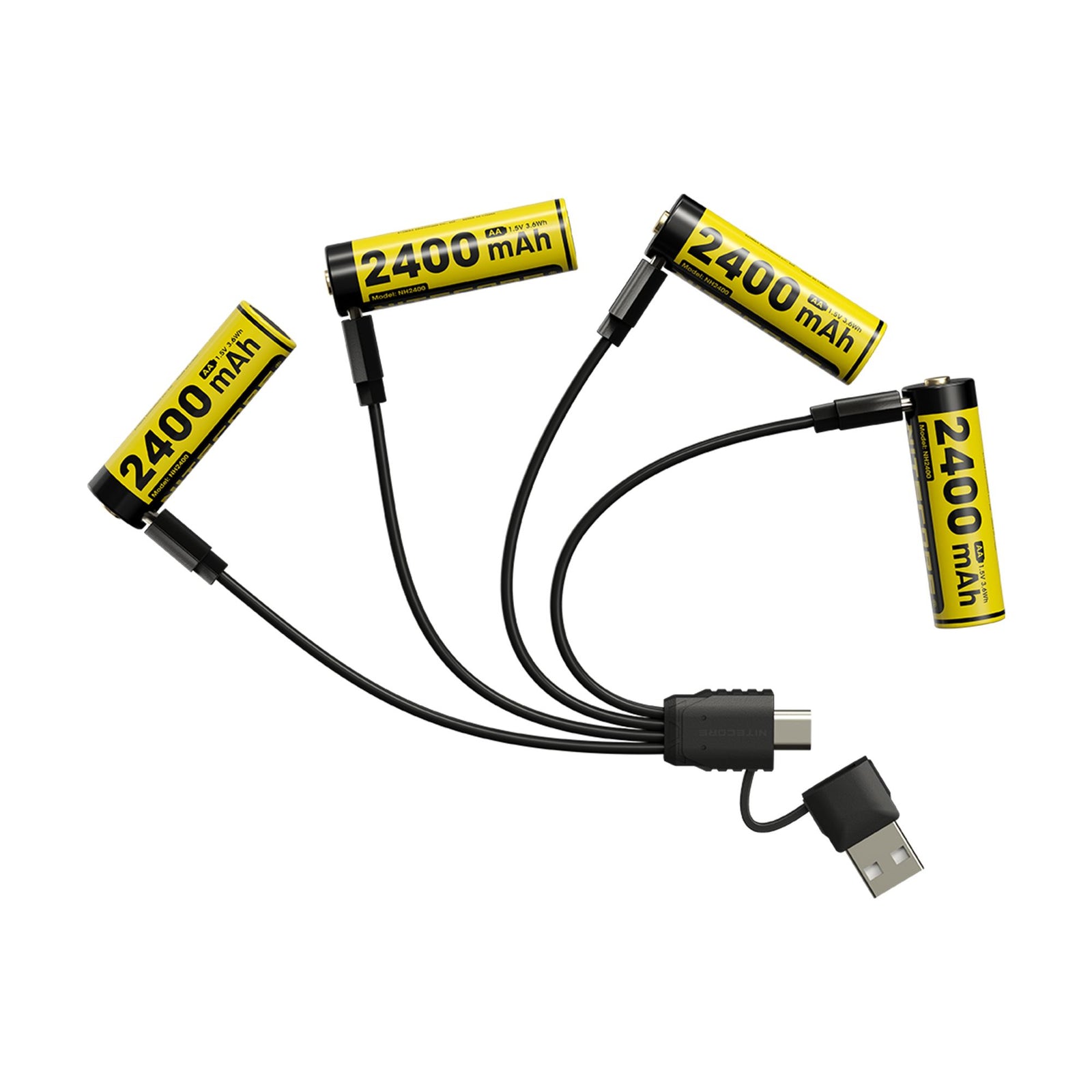 Nitecore NH2400 2400mAh USB-C Rechargeable AA Battery 4-Pack 