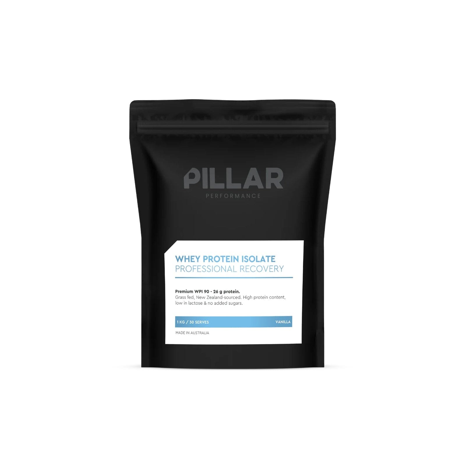 PILLAR Grass Fed Whey Protein Isolate Powder 1kg Vanilla 