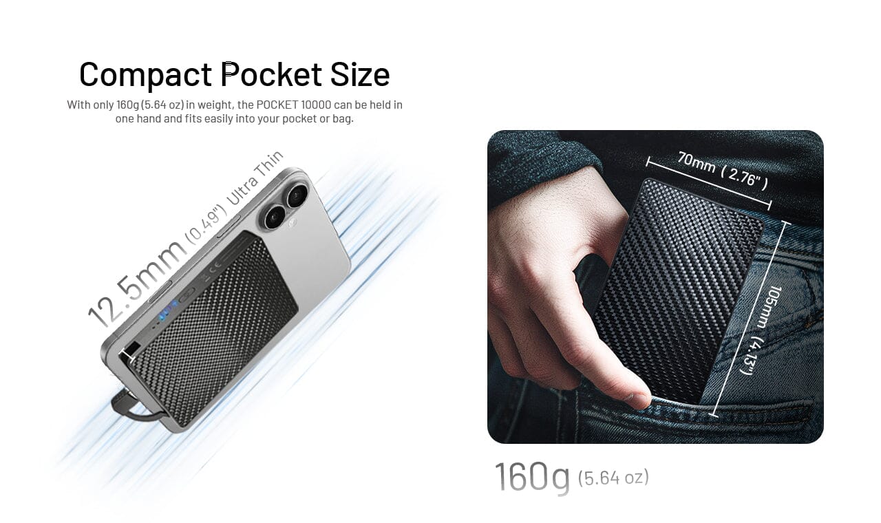 Nitecore Pocket 10000 USB-C Power Bank with Built-In Cable 