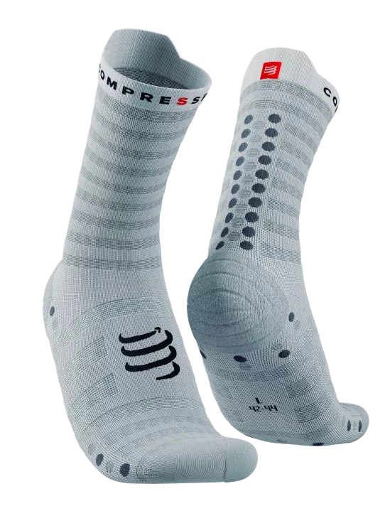 Compressport Pro Racing Socks V4.0 Ultralight Run High White/Alloy T1 (EU 35-38) 