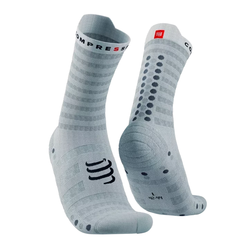Compressport Pro Racing Socks V4.0 Ultralight Run High White/Alloy T1 (EU 35-38) 