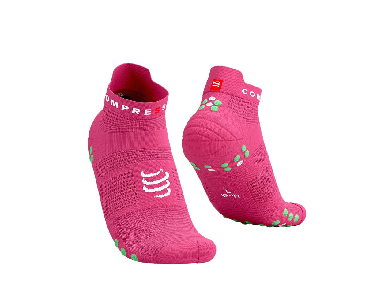 Compressport Pro Racing Socks V4.0 Run Low Hot Pink/Summer Green T2 (EU 39-41) 