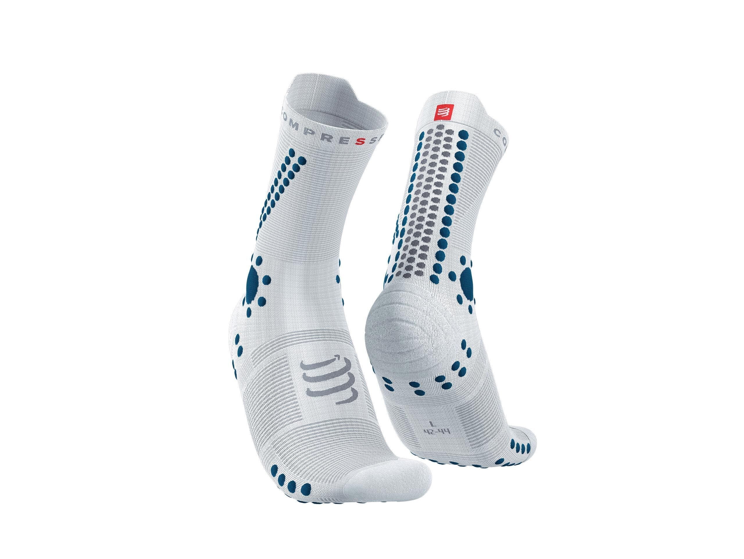 Compressport Pro Racing Socks V4.0 Run High White/Fjord Blue T2 (EU 39-41) 