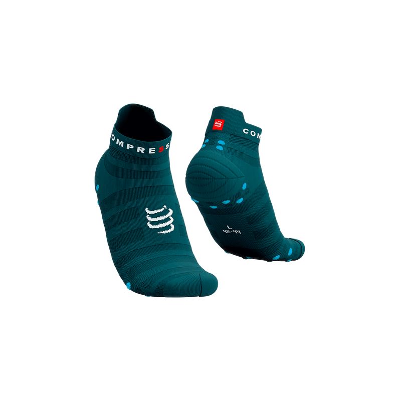 Compressport Pro Racing Socks V4.0 Run Low Shaded Spruce/Hawaiian Ocean T2 (EU 39-41) 