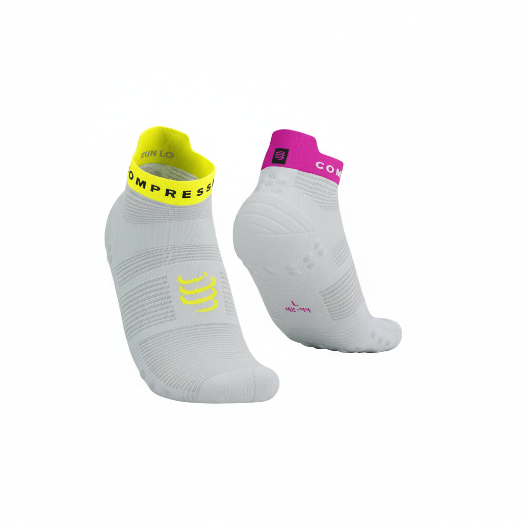 Compressport Pro Racing Socks V4.0 Run Low White/S.Yellow/N.Pink T1 (EU 35-38) 