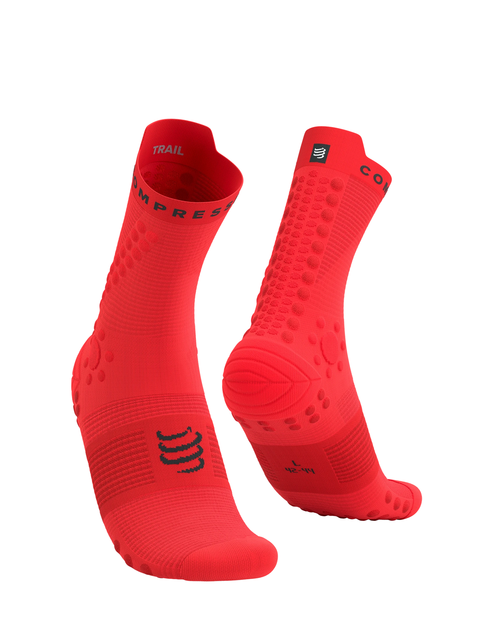 Compressport Pro Racing Socks V4.0 Trail - Fluo Red/Black