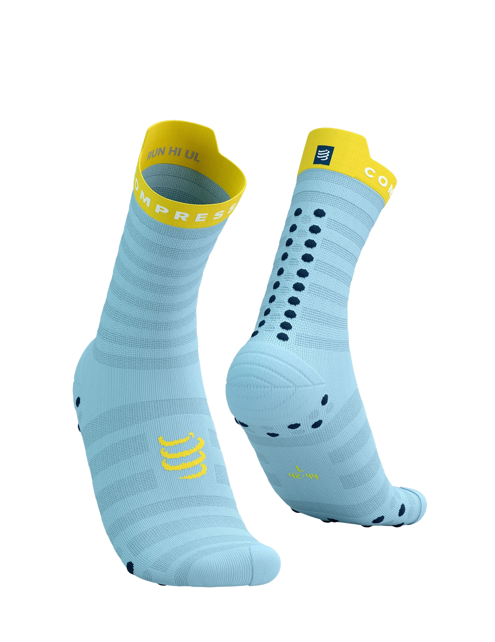 Compressport Pro Racing Socks V4.0 Ultralight Run High Cashmere Blue/Maize T1 (EU 35-38) 