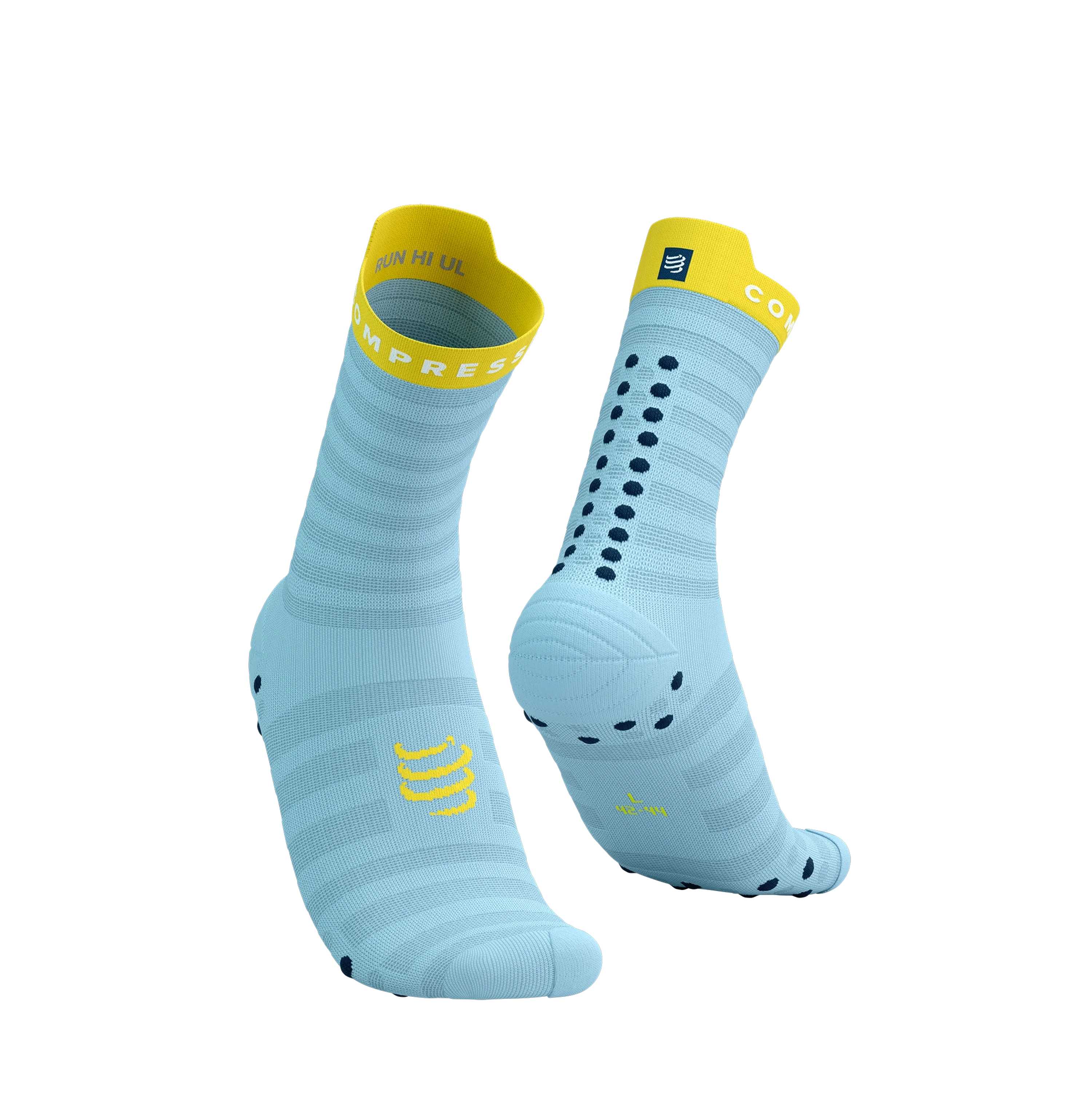 Compressport Pro Racing Socks V4.0 Ultralight Run High Cashmere Blue/Maize T1 (EU 35-38) 