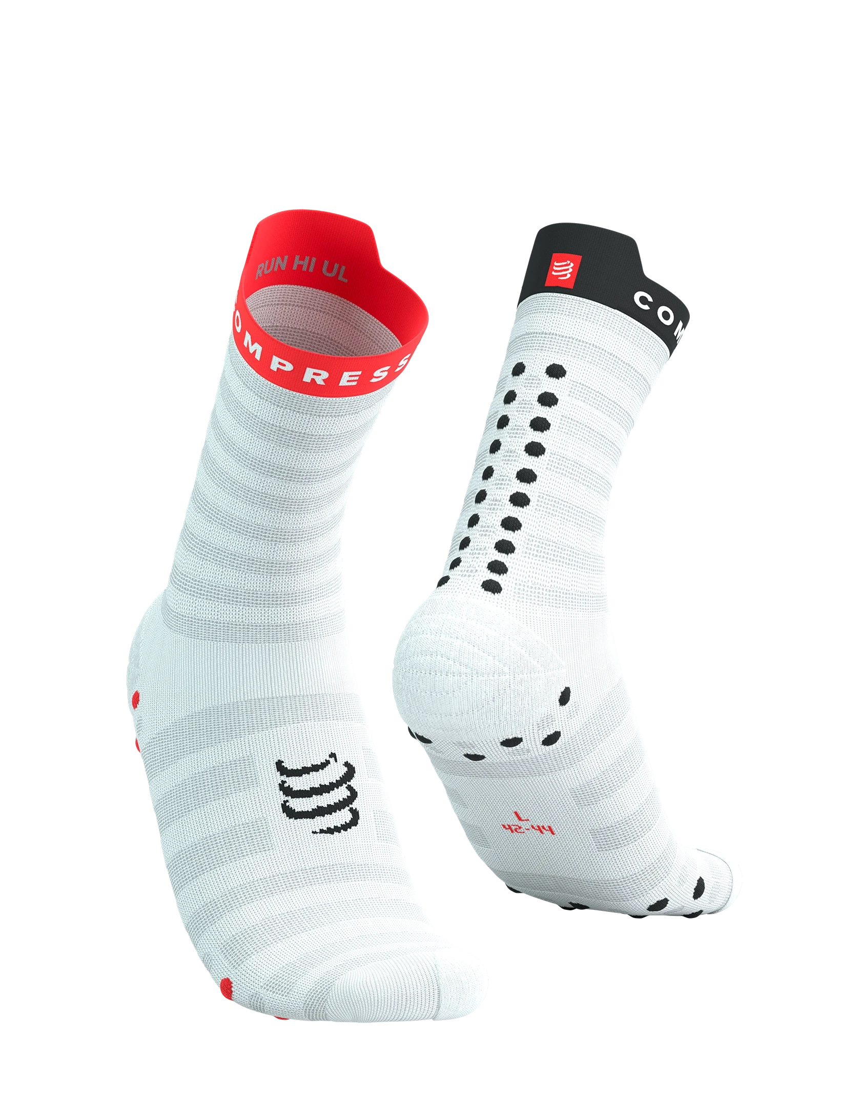 Compressport Pro Racing Socks V4.0 Ultralight Run High White/Fluo Red/Black T1 (EU 35-38) 