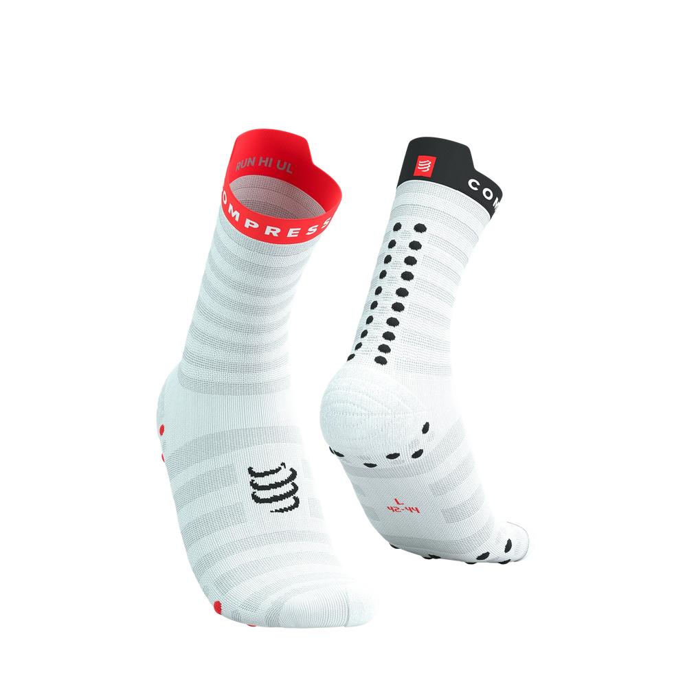 Compressport Pro Racing Socks V4.0 Ultralight Run High White/Fluo Red/Black T1 (EU 35-38) 