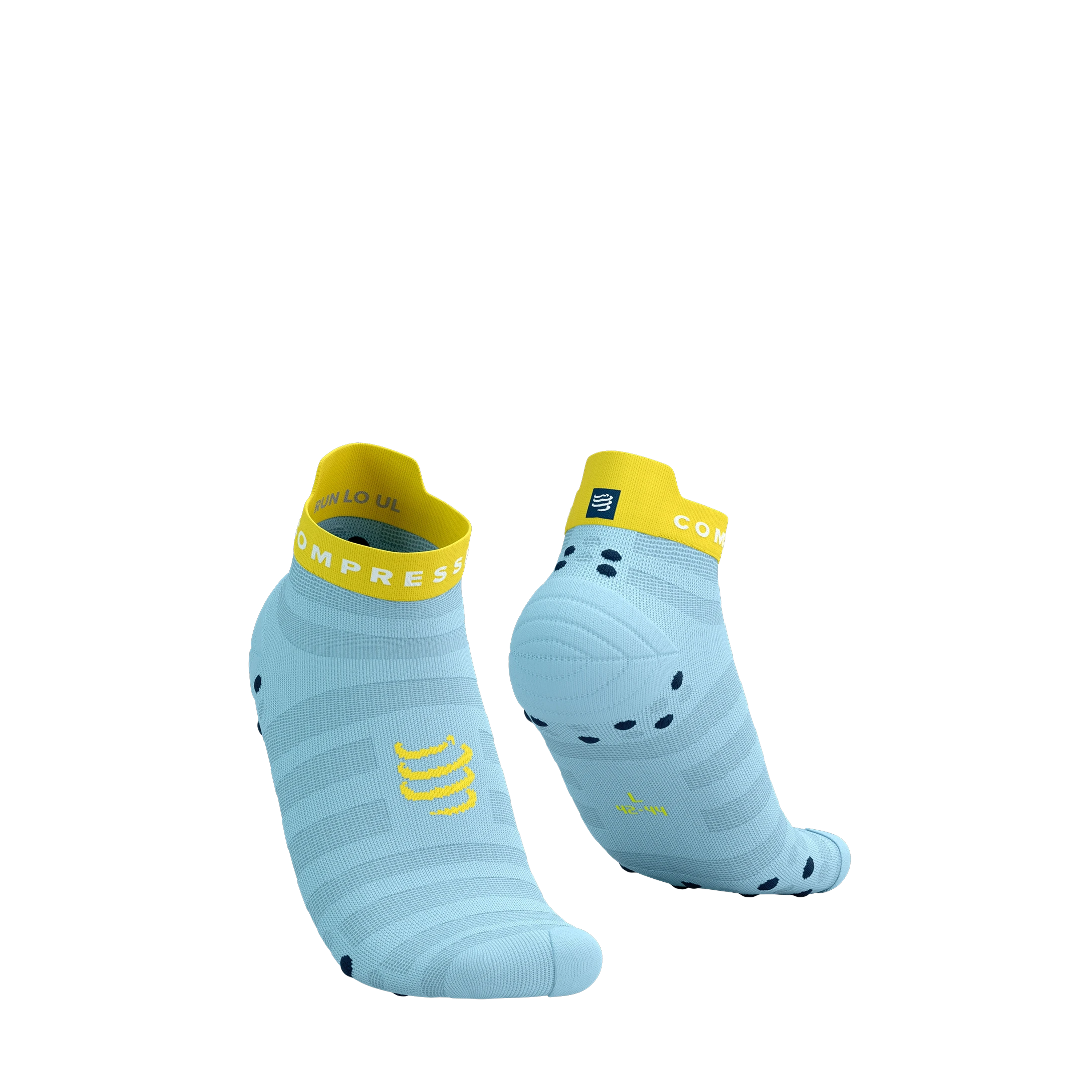 Compressport Pro Racing Socks V4.0 Ultralight Run Low Cashmere Blue/Maize T1 (EU 35-38) 