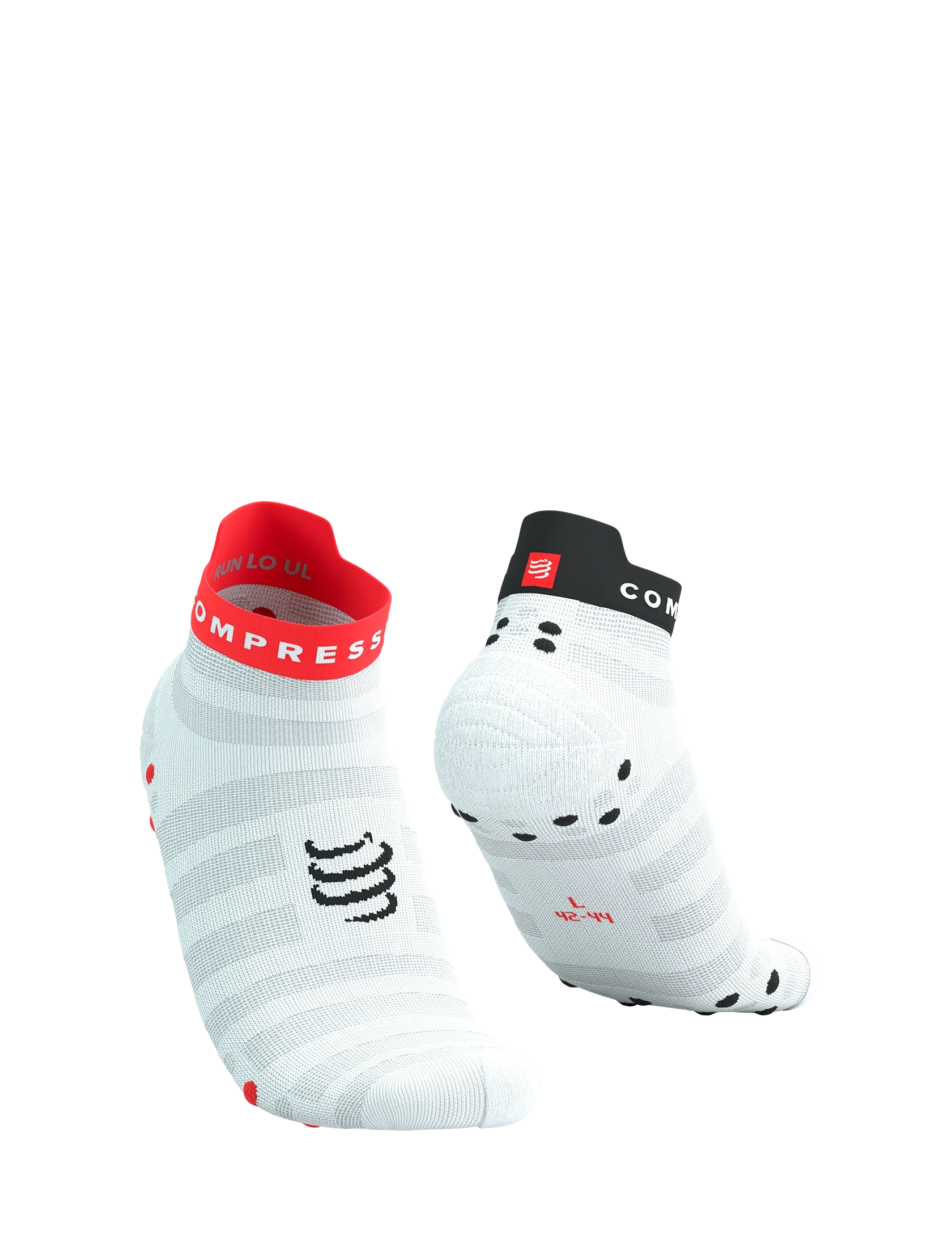 Compressport Pro Racing Socks V4.0 Ultralight Run Low White/Fluo Red/Black T1 (EU 35-38) 