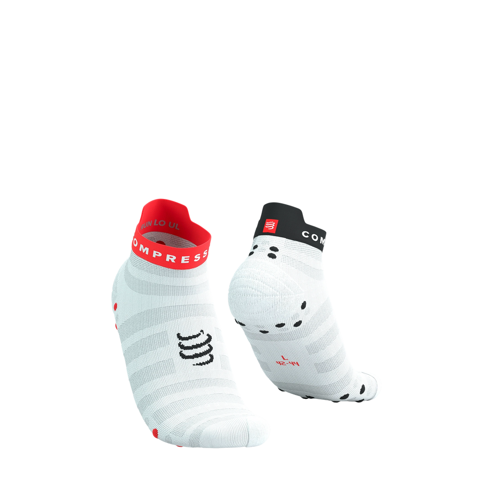 Compressport Pro Racing Socks V4.0 Ultralight Run Low White/Fluo Red/Black T1 (EU 35-38) 