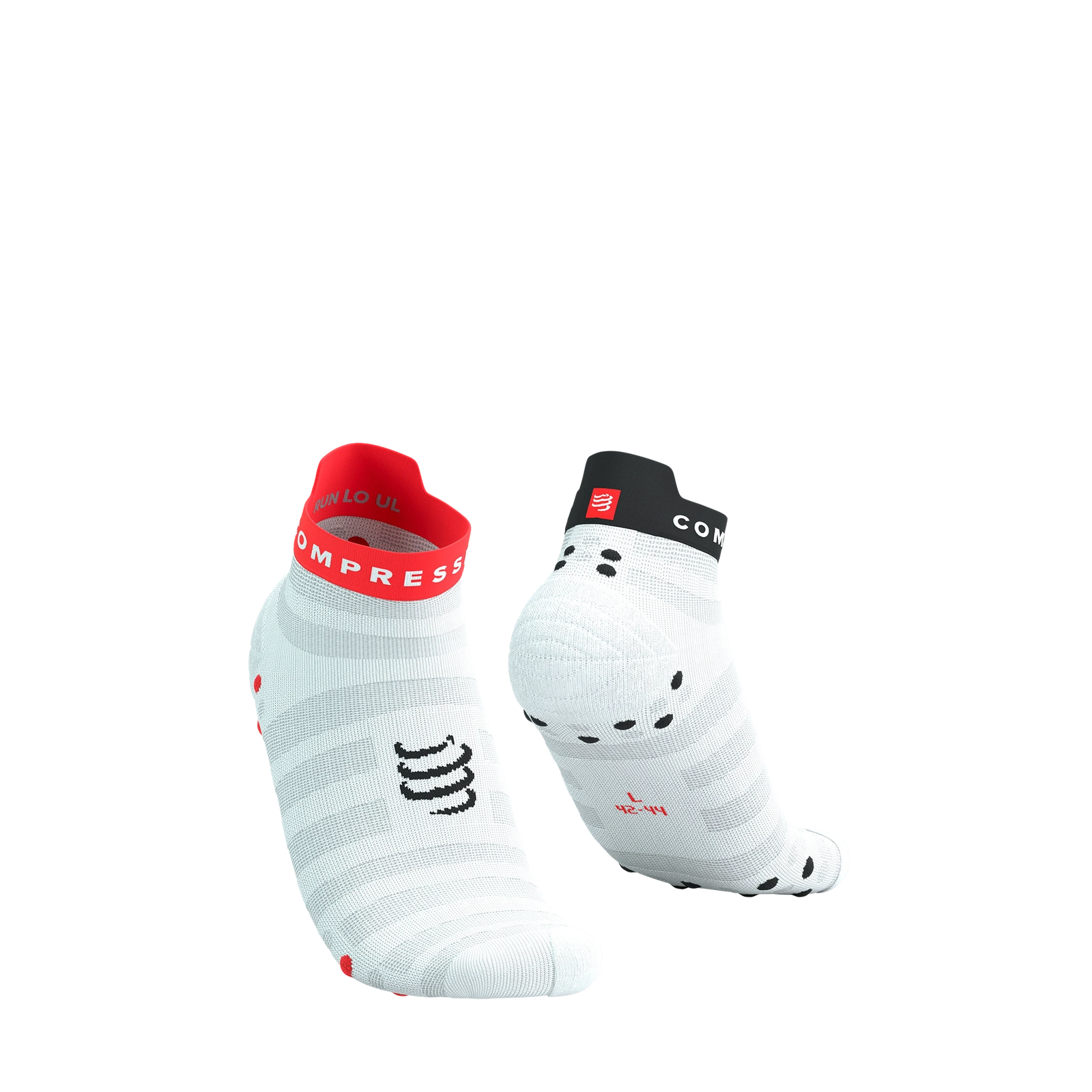 Compressport Pro Racing Socks V4.0 Ultralight Run Low White/Fluo Red/Black T1 (EU 35-38) 