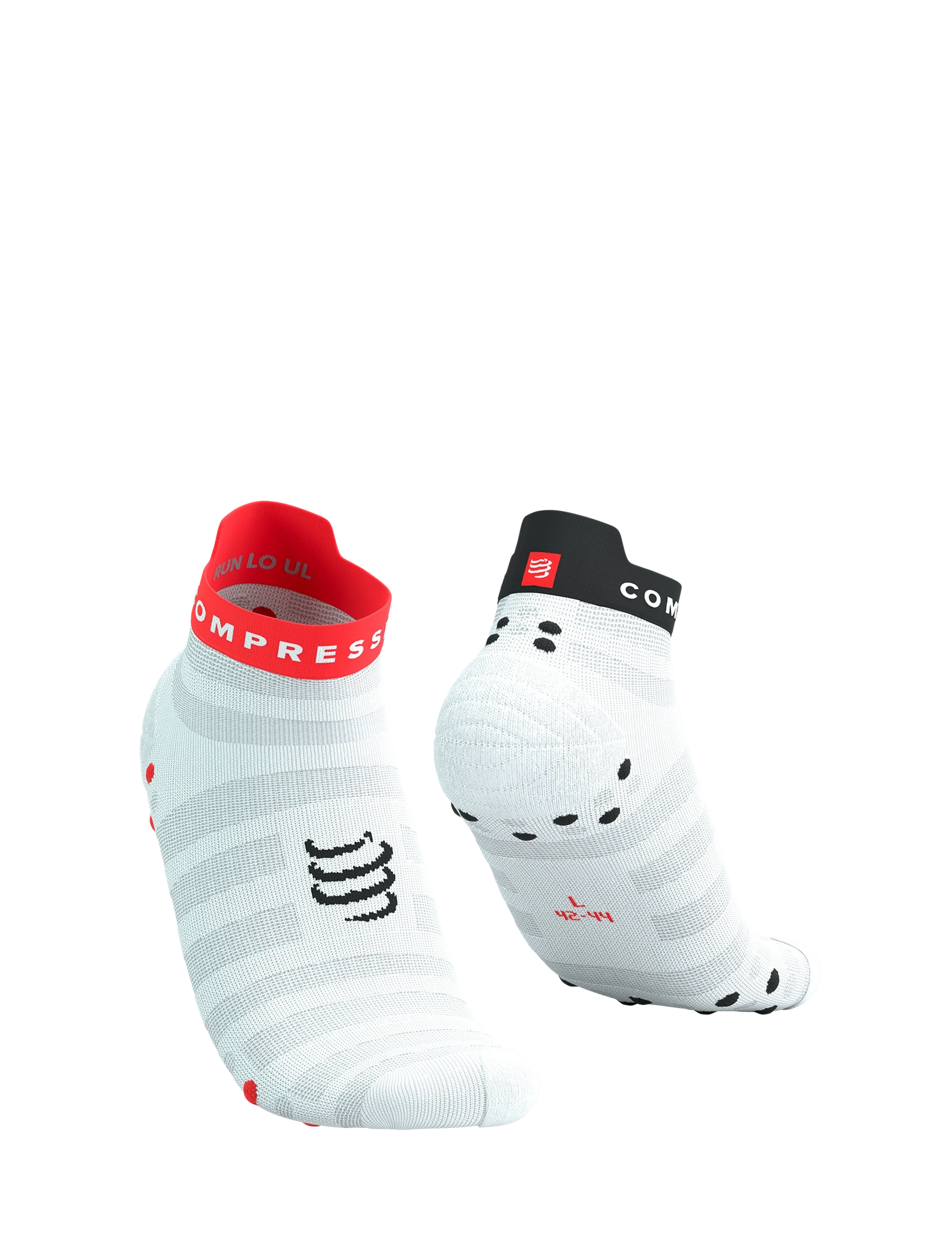 Compressport Pro Racing 短襪 V4.0 超輕低筒跑步襪 - 白色/螢光紅/黑色