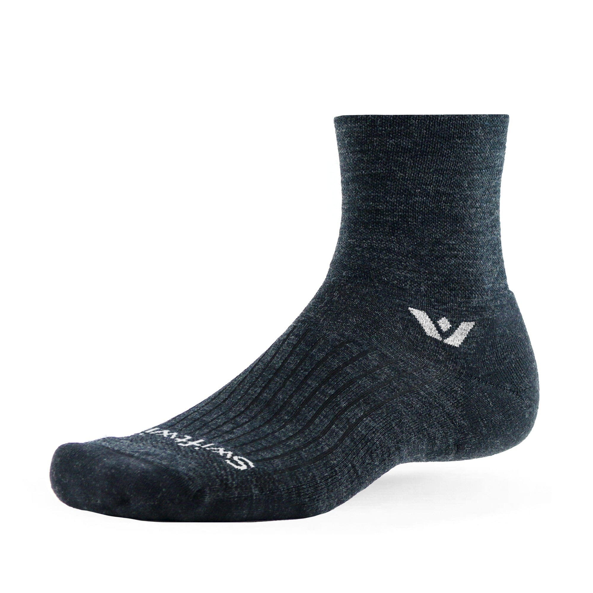 Swiftwick Pursuit Quarter Crew High Socks Coal L 