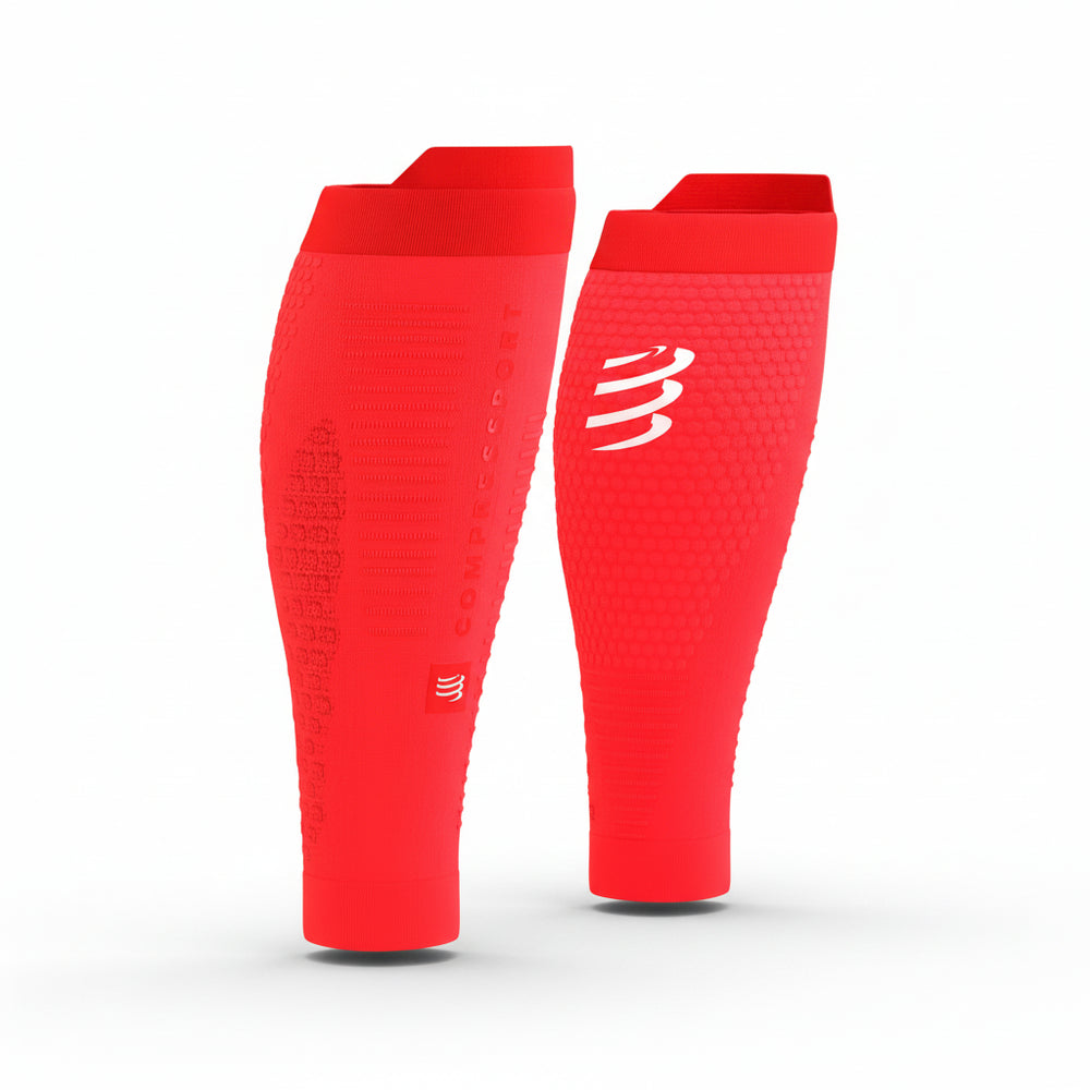 Compressport R2 3.0 Calf Sleeves Fluo Red/White Refl T1 