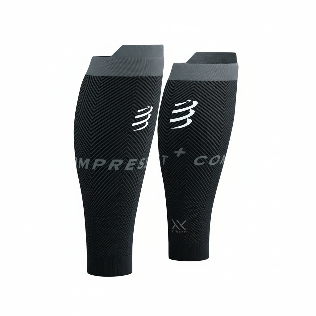 Compressport R2 Oxygen Calf Sleeves Black/Steel Grey T1 