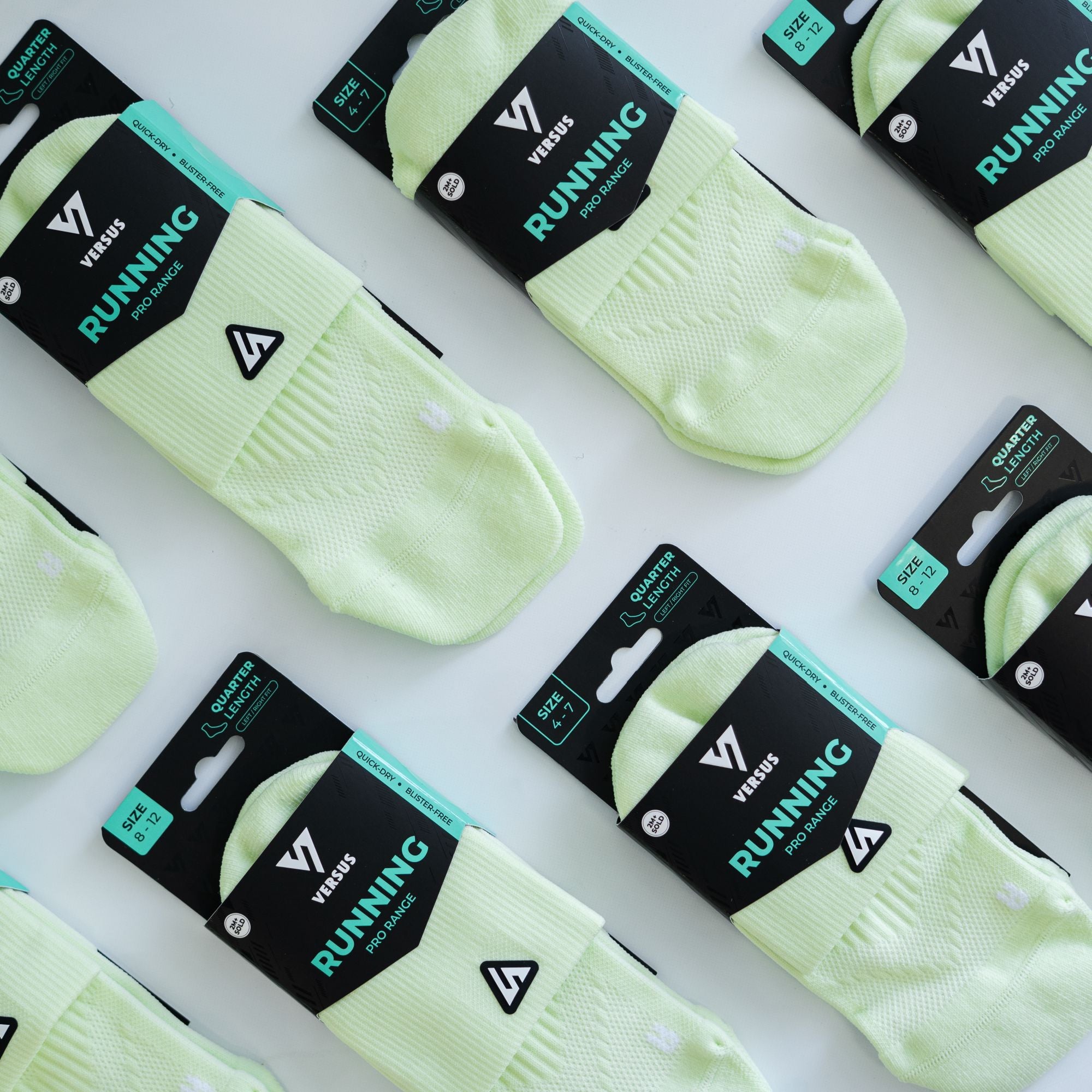 Versus Lime Running Quarter Socks 