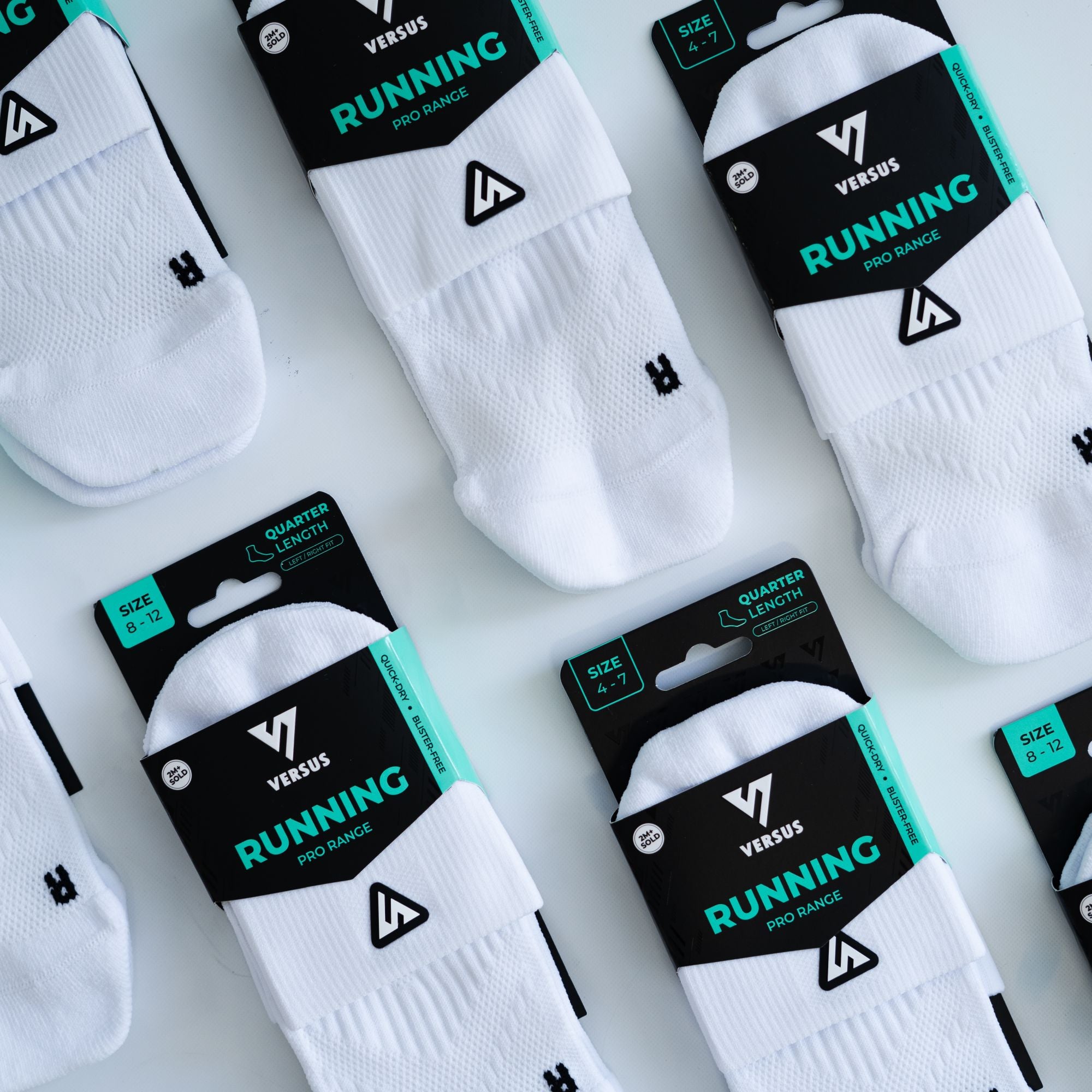 Versus White Running Quarter Socks 