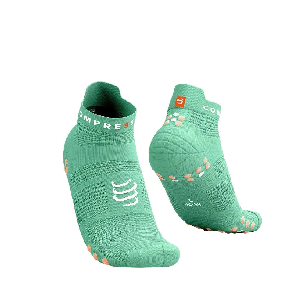 Compressport Pro Racing Socks V4.0 Run Low Creme de Menthe/Papaya Punch T1 (EU 35-38) 