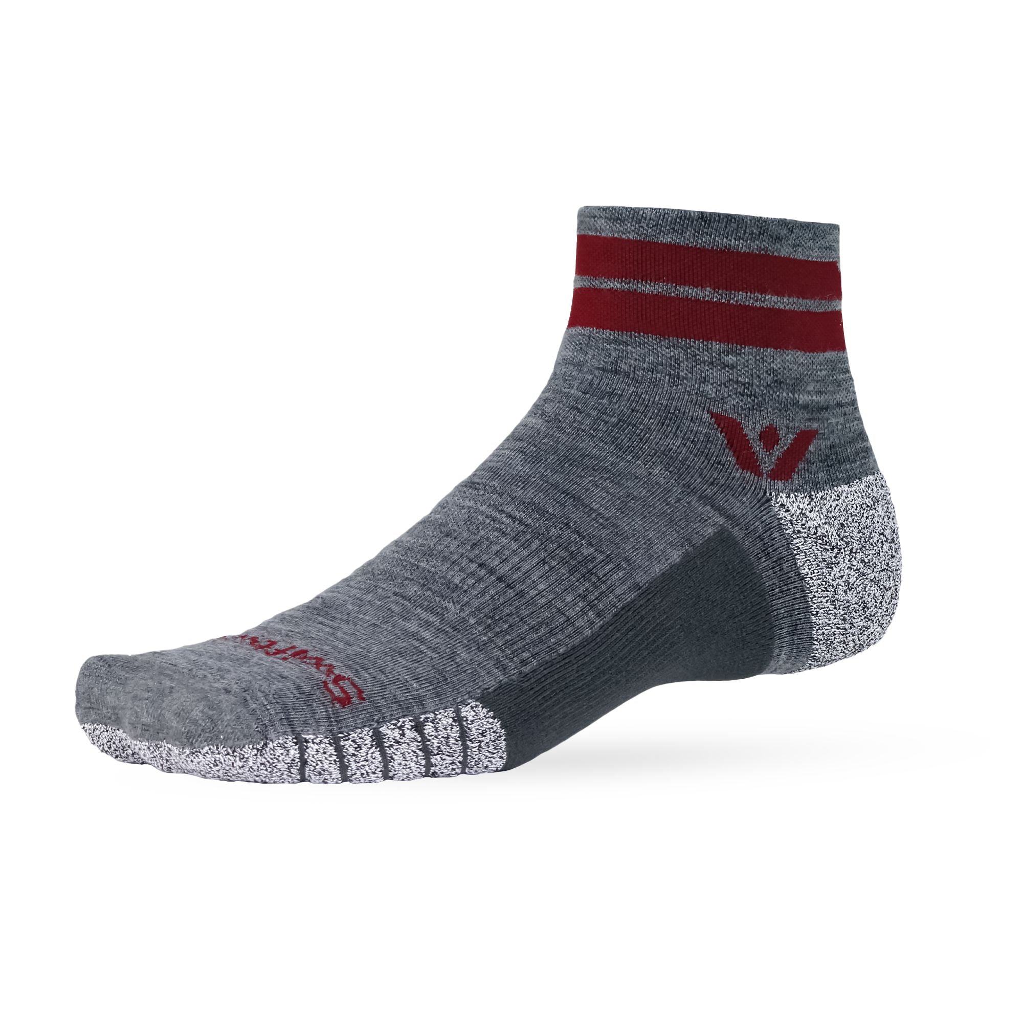 Swiftwick Flite XT Trail Quarter Crew Socks Heather Red L 