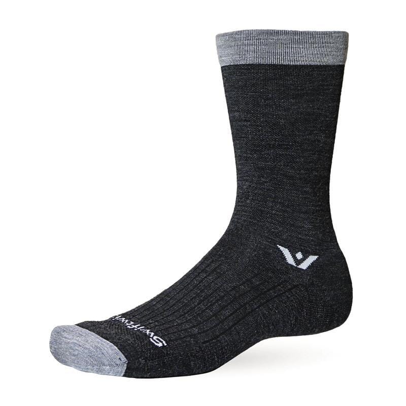 Swiftwick Pursuit Crew Socks Coal Gray Stripe M 