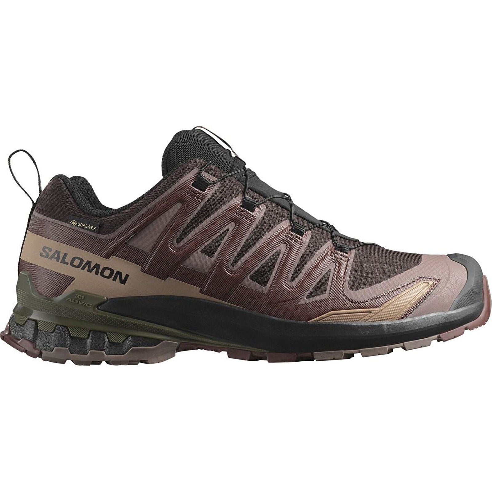 Salomon XA Pro 3D V9 GTX 男裝 越野跑鞋 行山鞋 - 黑咖啡/蘭姆葡萄乾/橄欖之夜